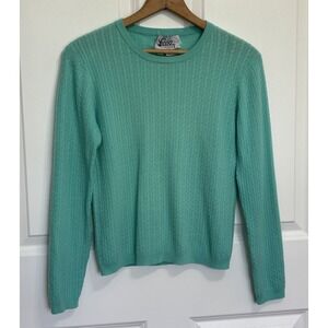 Lilly Pulitzer 100% Cashmere Cable Knit Sweater Women's S Aqua Crew Neck 0766